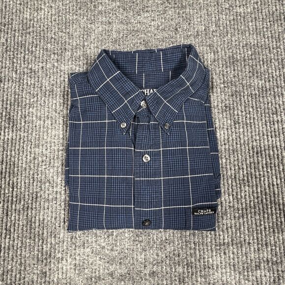 Chaps Ralph Lauren Shirt Mens‎ Medium Blue  Plaid Button Down VTG Cotton Casual - Picture 2 of 15